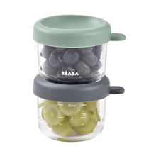 
                        
                          Load image into Gallery viewer, Beaba Set of 2 Glass Portion Jars 150ml Mineral / Sage Greeen
                        
                      
