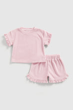 
                        
                          Load image into Gallery viewer, Mothercare Pink Towelling Shorts And T-Shirt
                        
                      