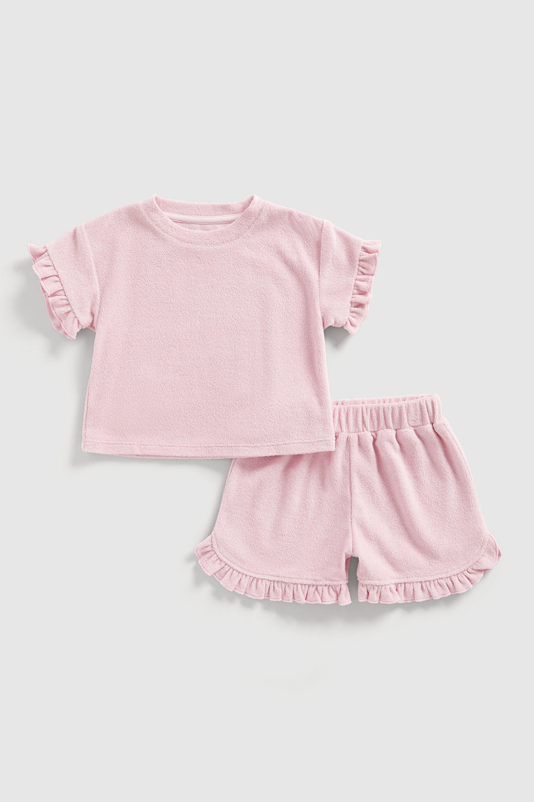 Mothercare Pink Towelling Shorts And T-Shirt