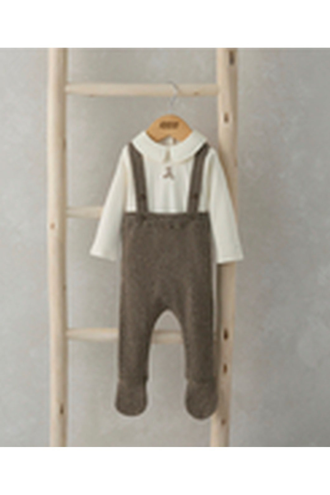 Mamas & Papas Knitted Dungarees & Bodysuit - Teddy Bear