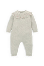 
                        
                          Load image into Gallery viewer, Mamas &amp; Papas Knitted Scallop Collar Romper - Oatmeal
                        
                      