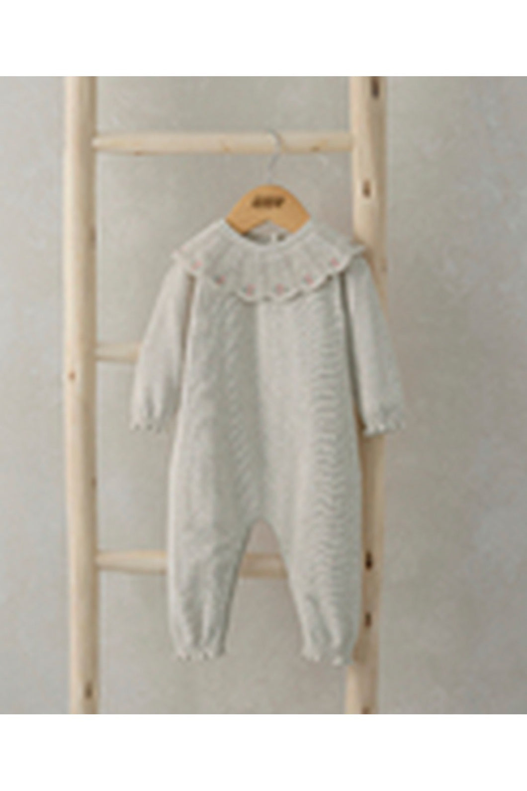 Mamas & Papas Knitted Scallop Collar Romper - Oatmeal