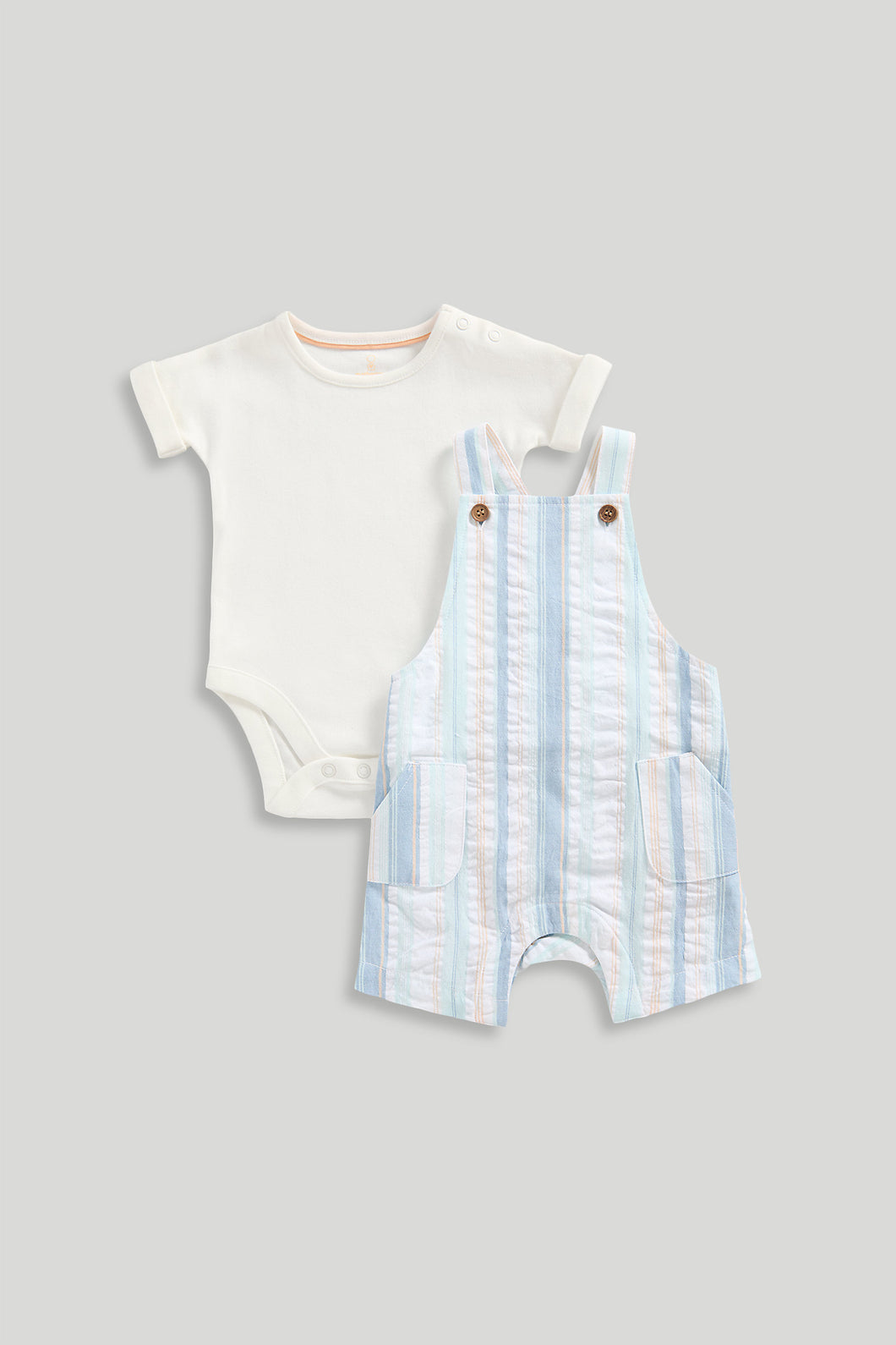 Mothercare Striped Bibshorts and Bodysuit Set