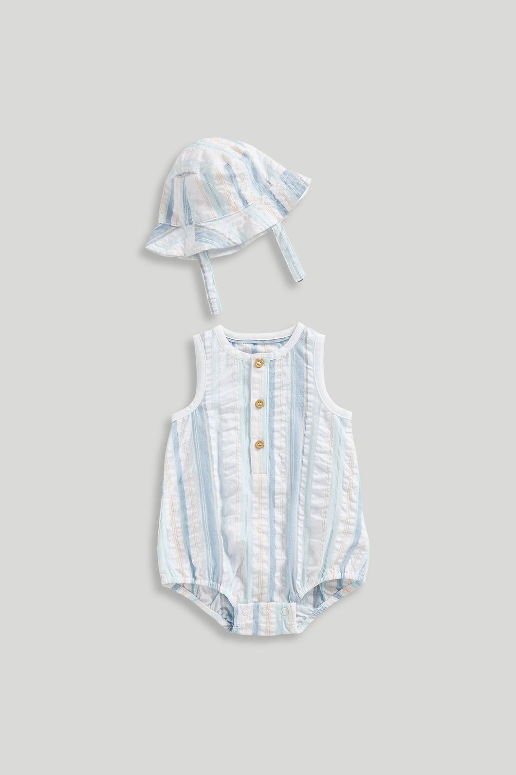 Mothercare Striped Romper and Hat Set