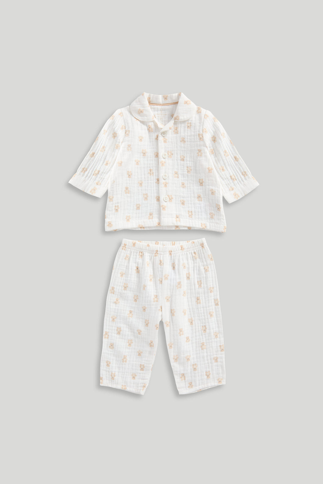 Mothercare Teddy Muslin Baby Pyjamas