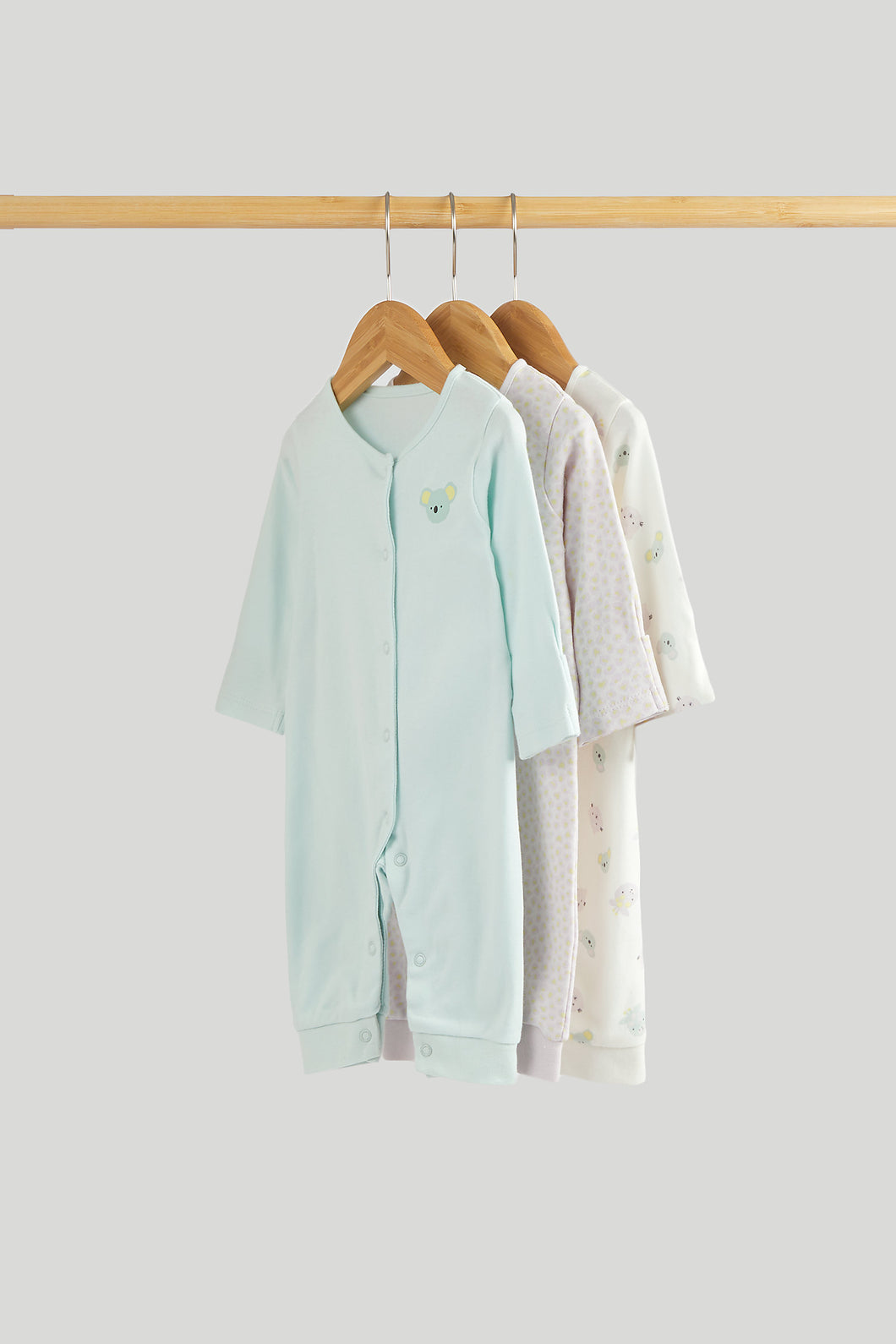 Mothercare 3 Pack Safari Footless Sleepsuits