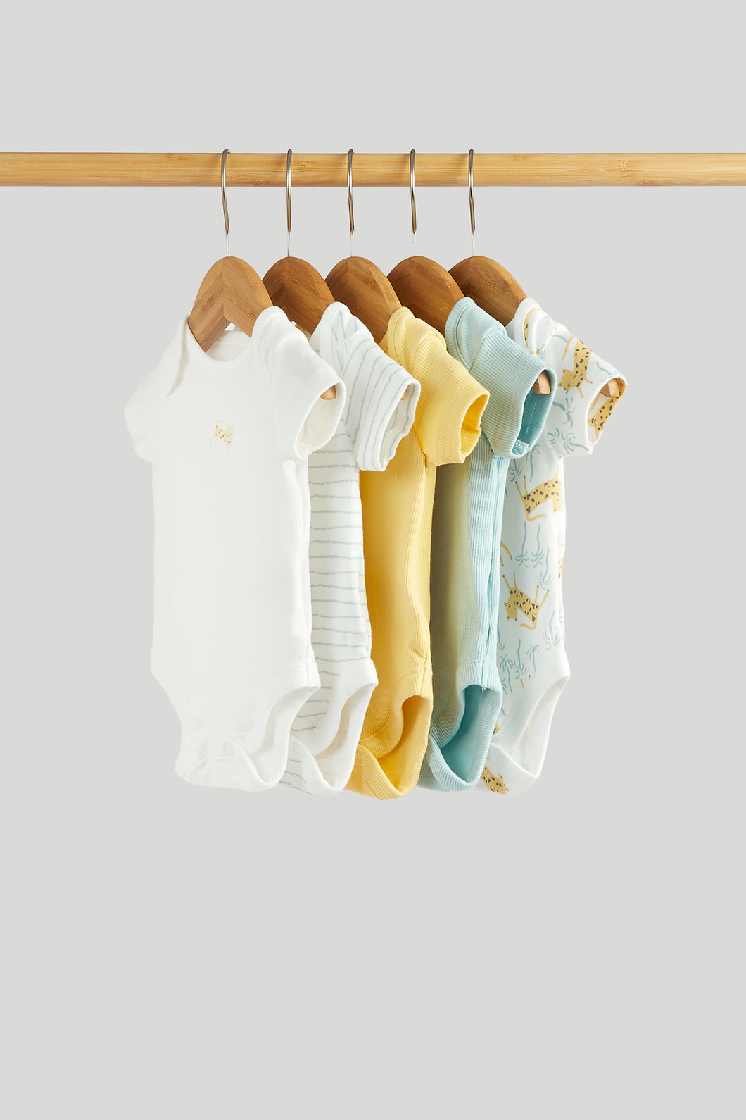 Mothercare 5 Pack Jungle Short-Sleeved Bodysuits