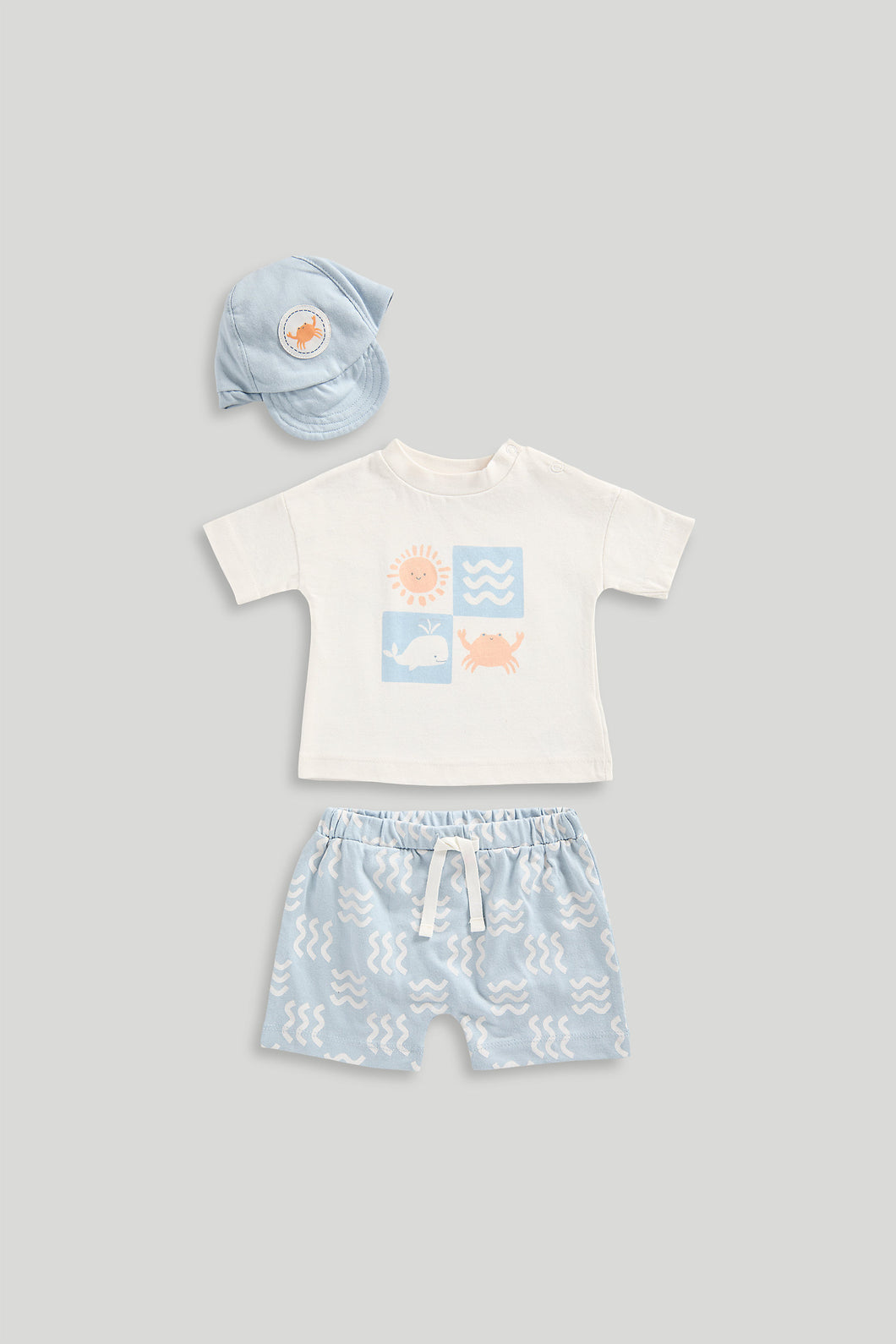 Mothercare Seaside T-Shirt, Shorts and Cap Set