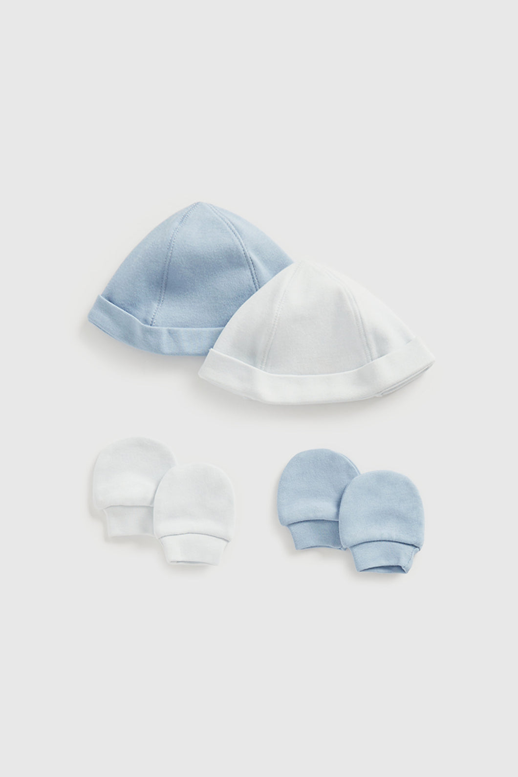 Mothercare My First Blue Baby Hats and Mitts - 2 Pack