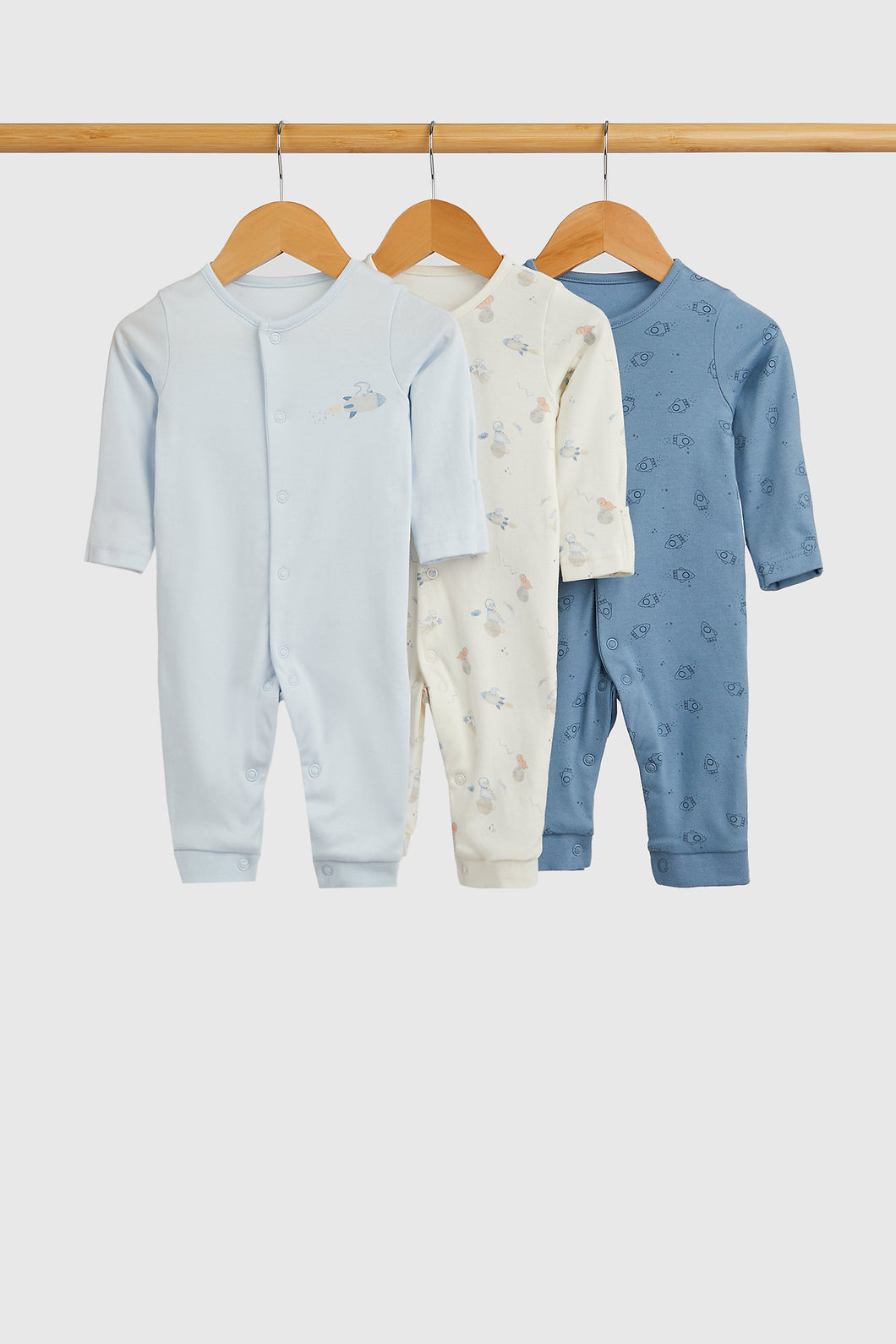 Mothercare My First Dinosaur Footless Sleepsuits - 3 Pack