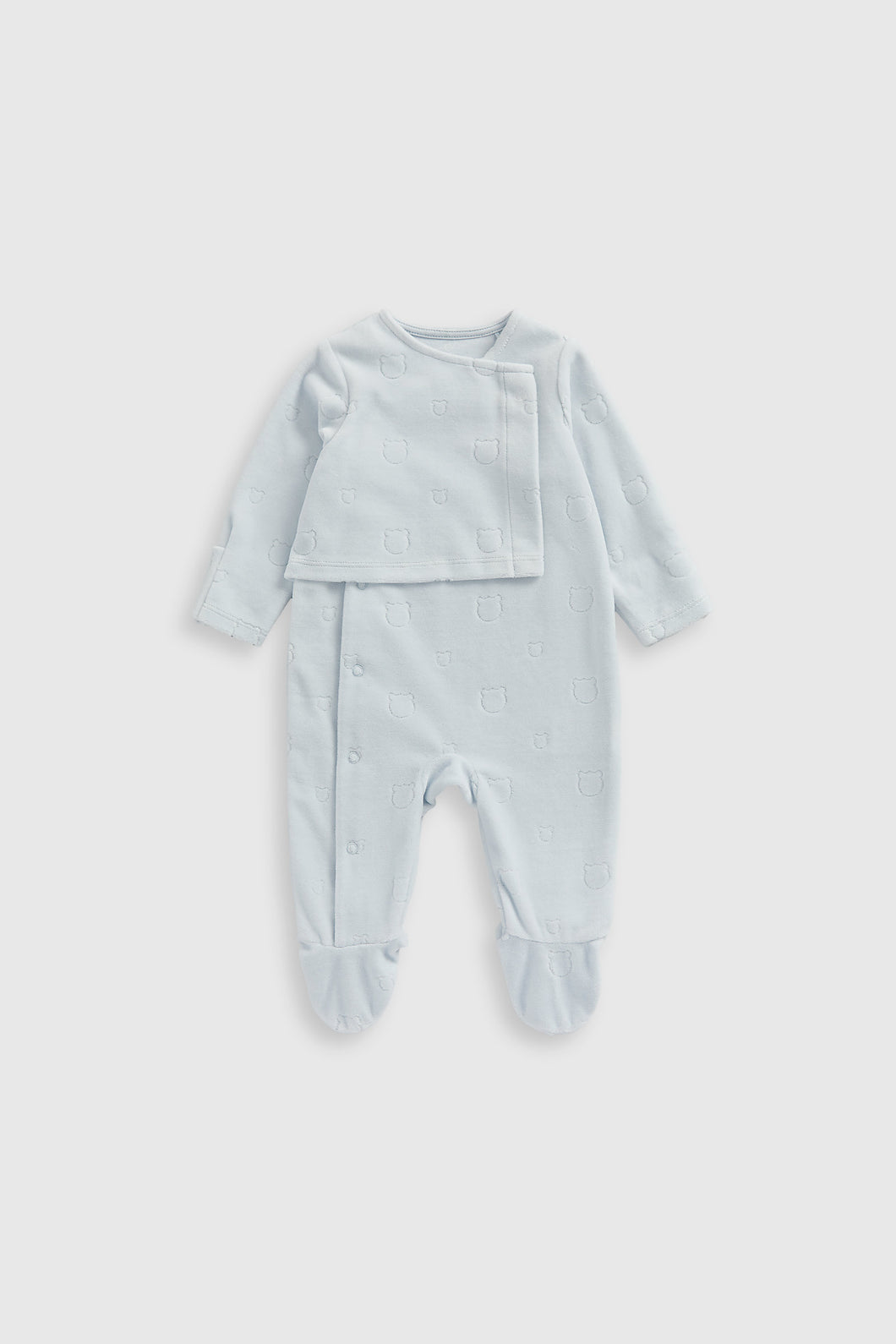 Mothercare Blue Bear Velour All-in-One