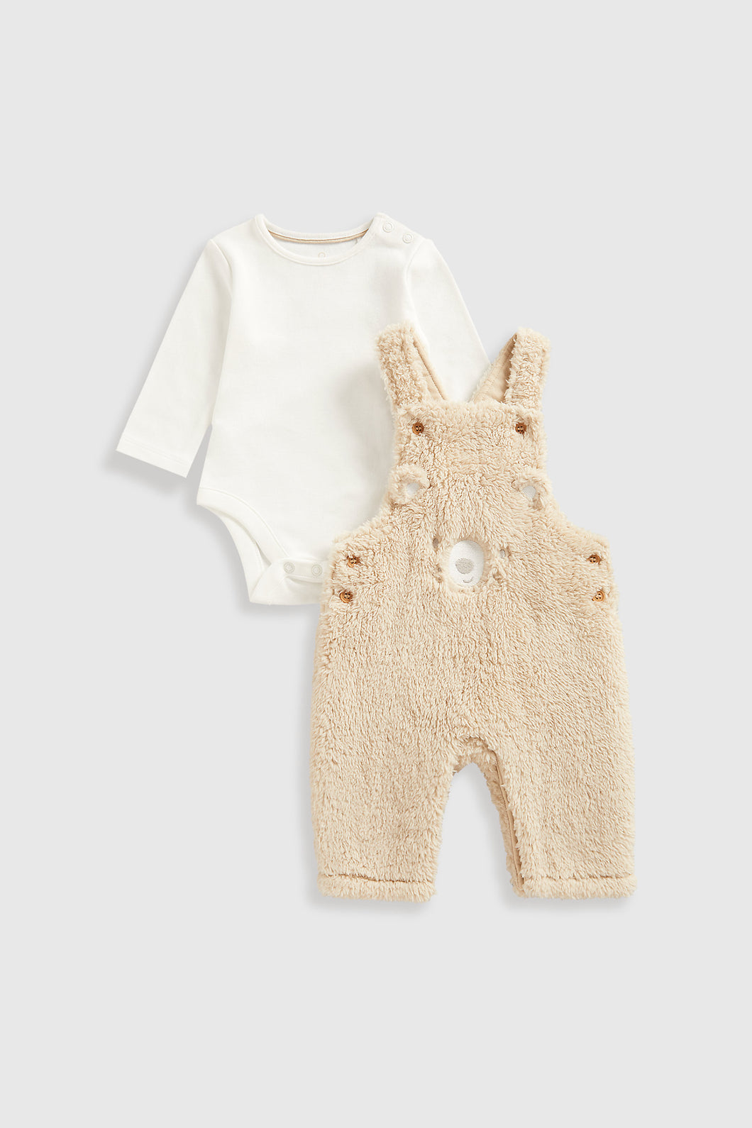 Mothercare Fleece Dungarees and Bodysuit Set