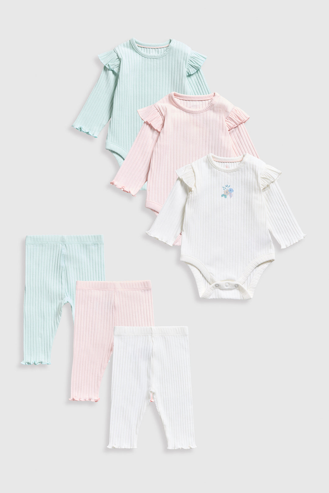 Mothercare Ribbed Bodysuits and Leggings - 6 Piece Set