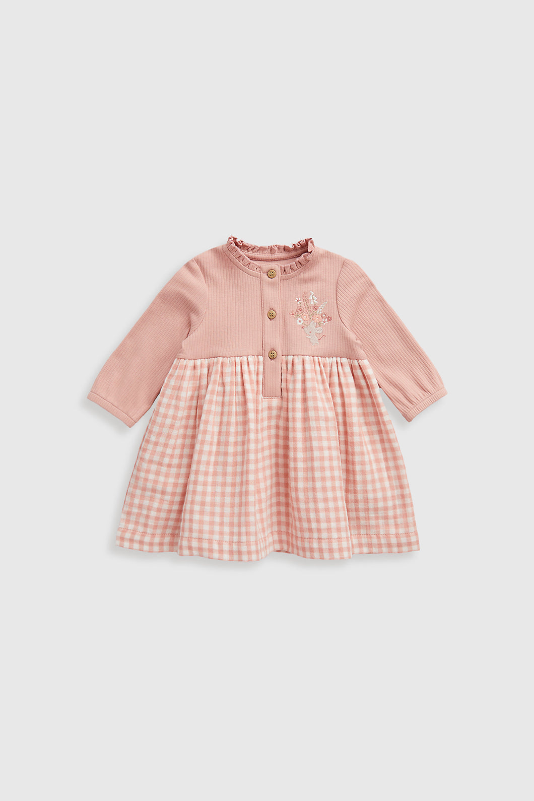 Mothercare Gingham and Rib Twofer Dress