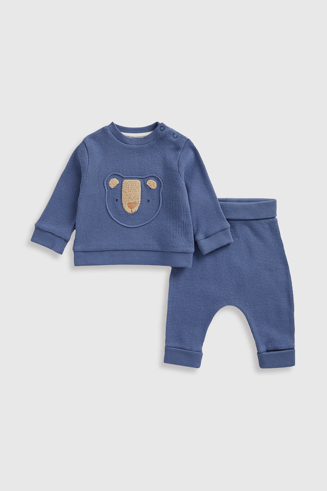 Mothercare Bear Waffle Jogger and Sweat Top Set