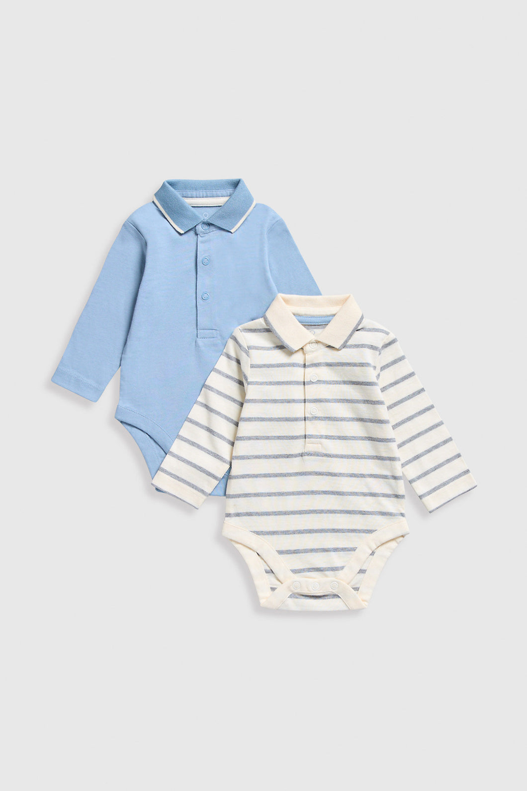 Mothercare Polo Long-Sleeved Bodysuits - 2 Pack