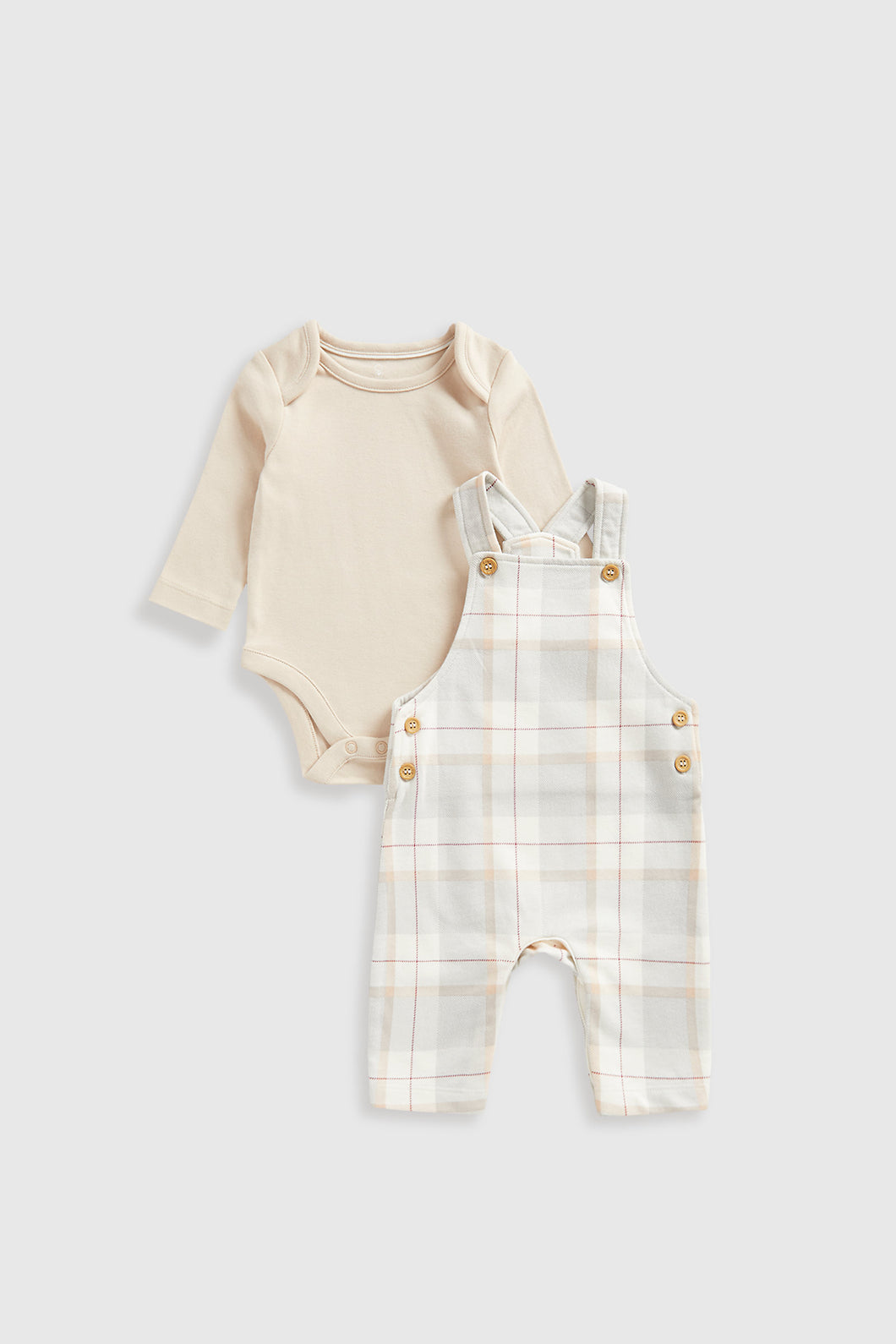 Mothercare Check Dungarees and Bodysuit Set