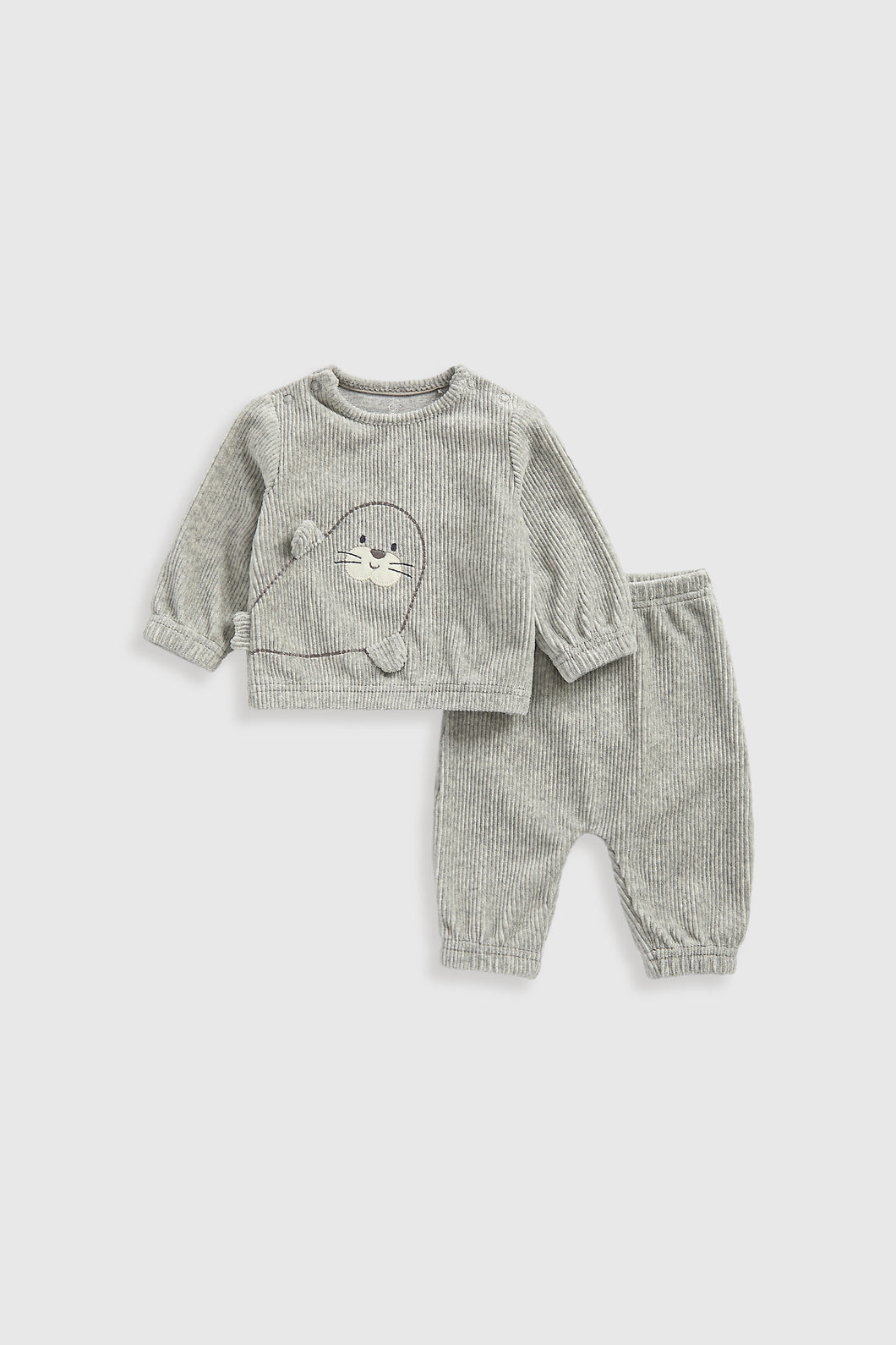 Mothercare Grey Ribbed Velour Sweat Top and Joggers