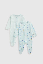 
                        
                          Load image into Gallery viewer, Mothercare Arctic Zip-Up Baby Sleepsuits - 2 Pack
                        
                      