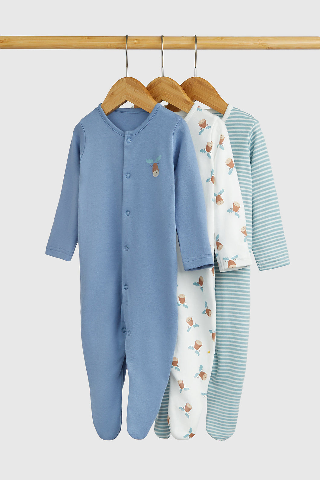 Mothercare Moose Sleepsuits - 3 Pack