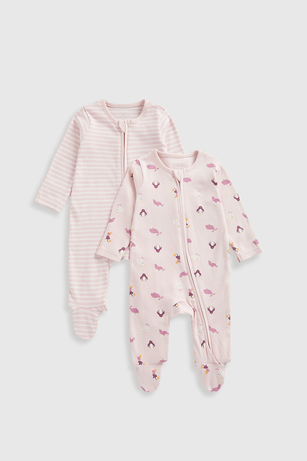 Mothercare Arctic Zip-Up Sleepsuits - 2 Pack