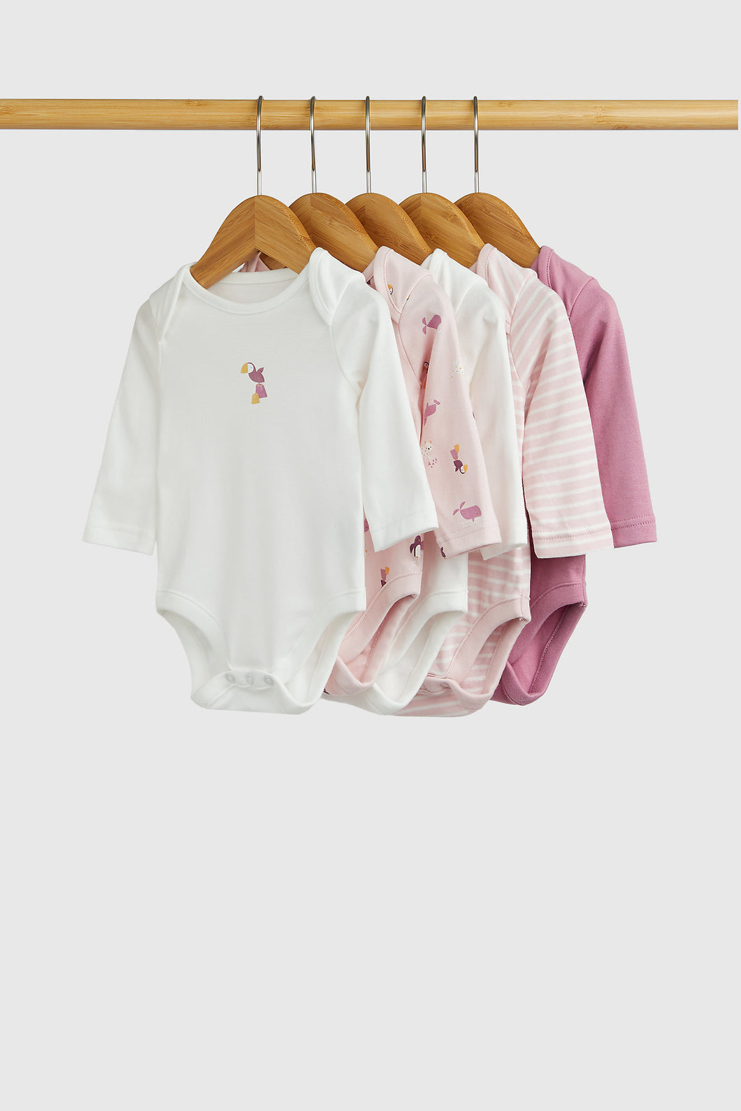 Mothercare Arctic Long-Sleeved Bodysuits - 5 Pack