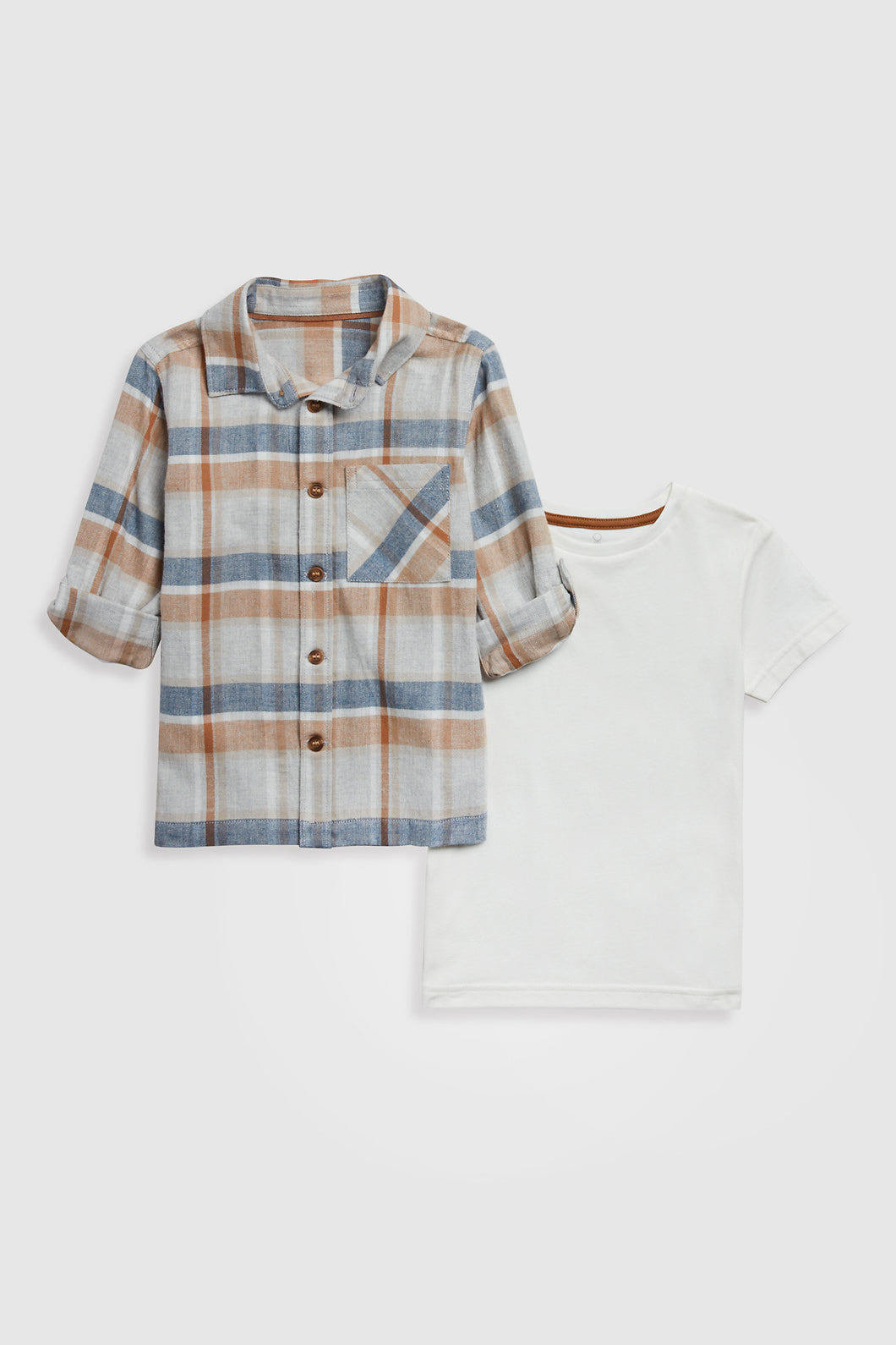 Mothercare Checked Shirt and T-Shirt Set