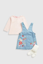 
                        
                          將圖片載入圖庫檢視器 Mothercare Denim Pinny Dress, T-Shirt and Tights Set
                        
                      