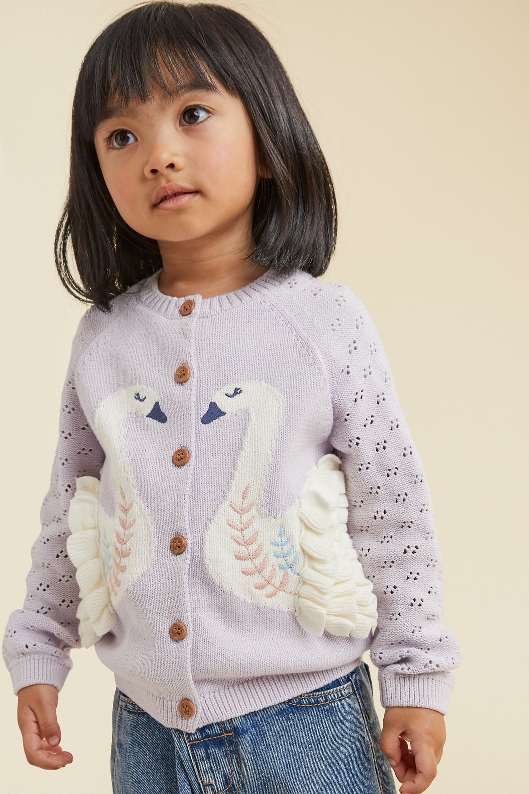 Mothercare Lilac Swan Knitted Cardigan