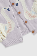 
                        
                          Load image into Gallery viewer, Mothercare Lilac Swan Knitted Cardigan
                        
                      