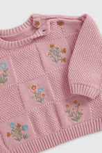 
                        
                          Load image into Gallery viewer, Mothercare Pink Flower Knitted Jumper
                        
                      