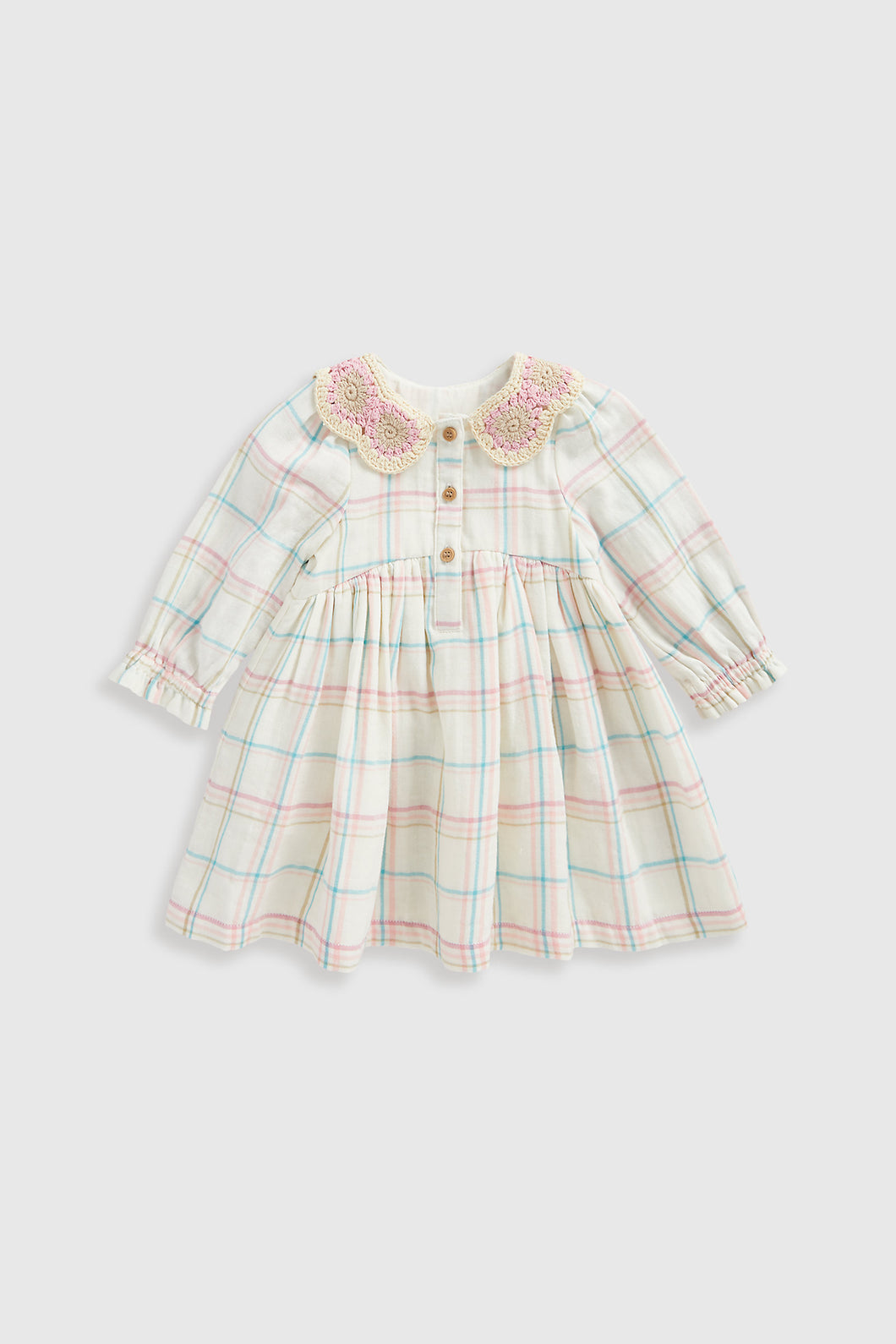 Mothercare Crochet Collar Checked Dress