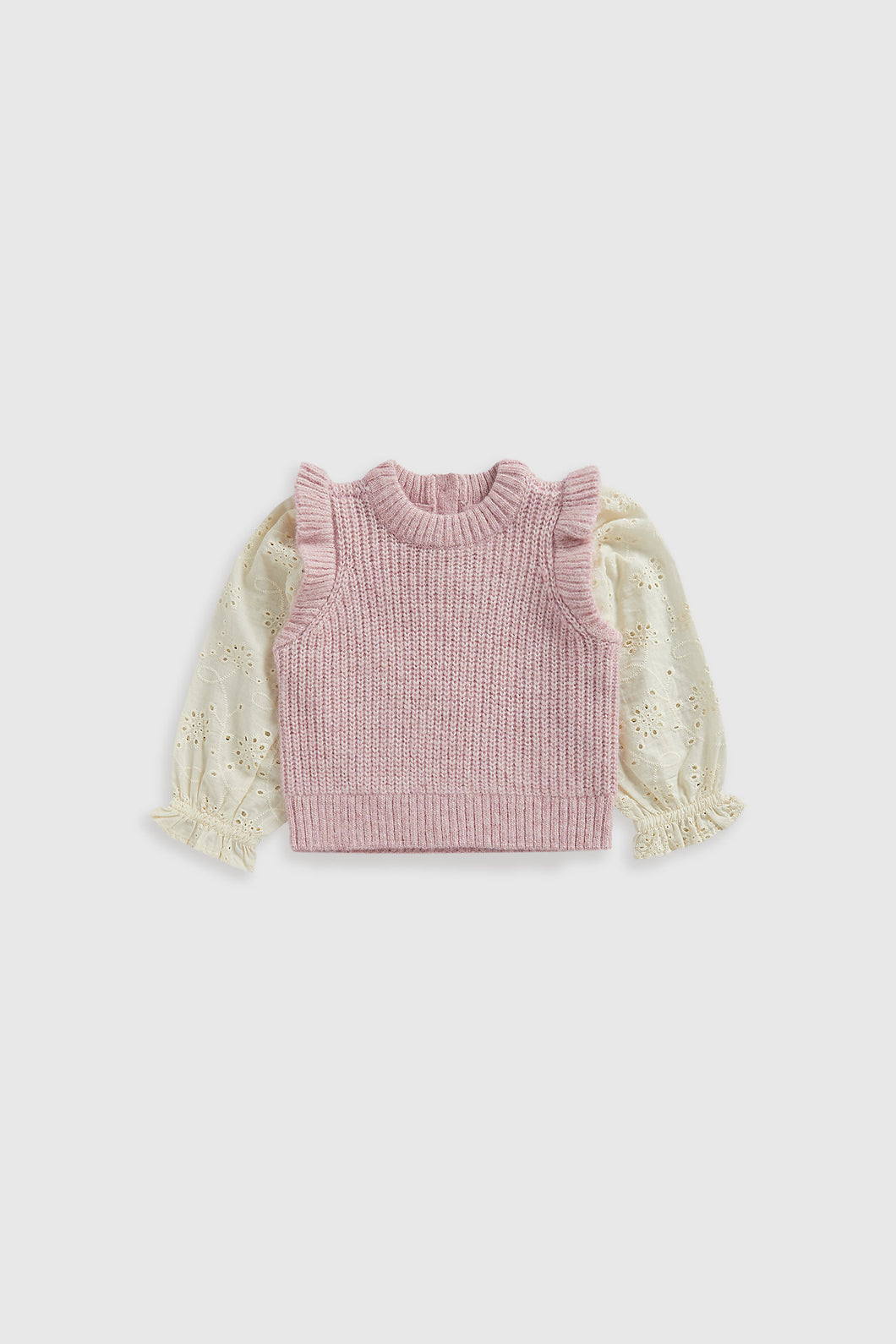 Mothercare Pink Knitted and Woven Tank Top