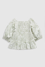 
                        
                          Load image into Gallery viewer, Mothercare Green Floral Shirred Blouse
                        
                      