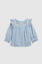 
                        
                          Load image into Gallery viewer, Mothercare Blue Embroidered Blouse
                        
                      