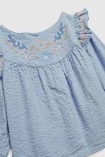 
                        
                          Load image into Gallery viewer, Mothercare Blue Embroidered Blouse
                        
                      