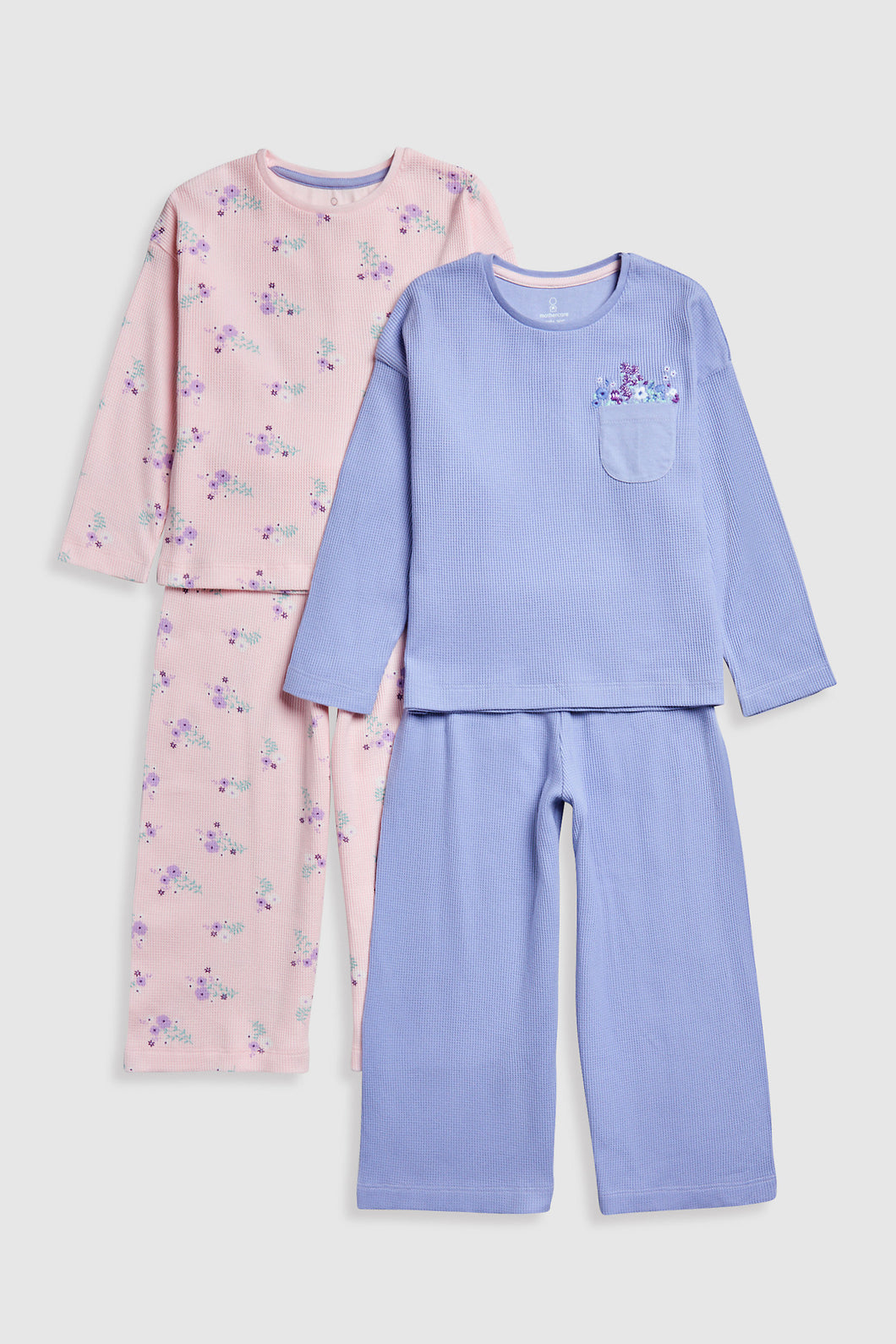 Mothercare Floral Waffle Pyjamas - 2 Pack