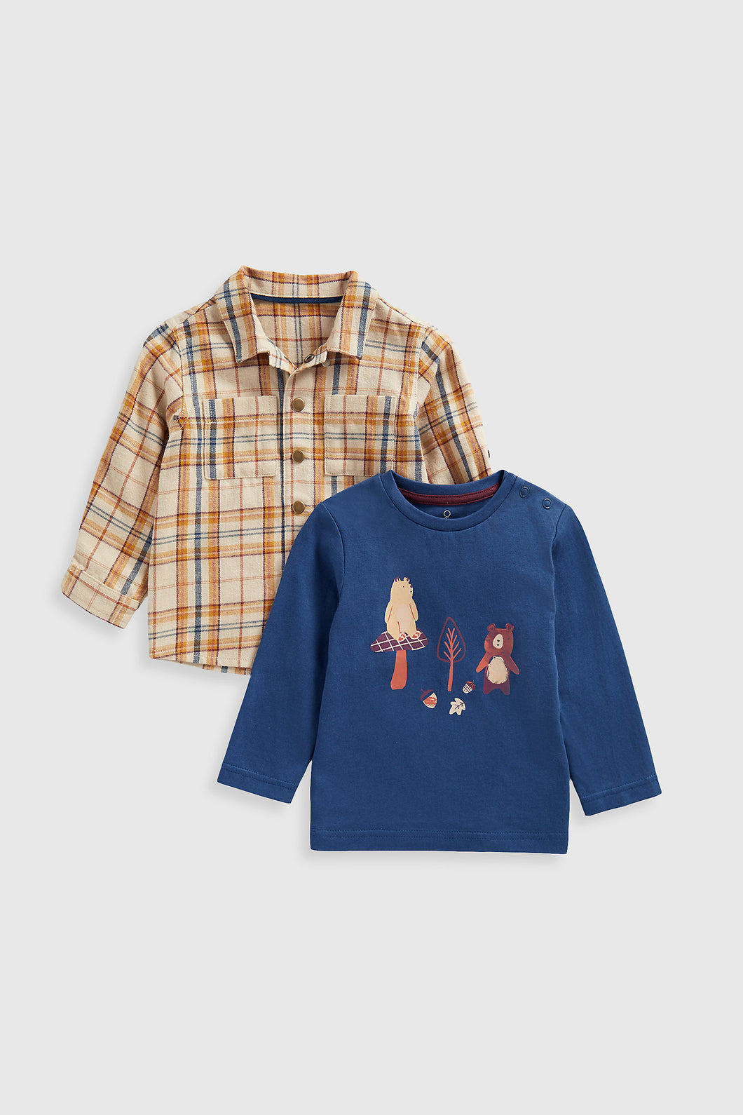 Mothercare Check Shirt and Long-Sleeved T-Shirt Set