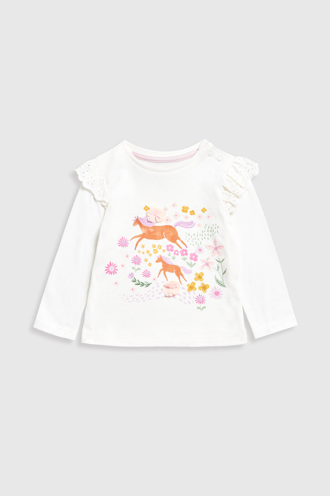 Mothercare Cream Horses Long-Sleeved T-Shirt