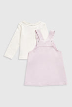 
                        
                          Load image into Gallery viewer, Mothercare Pink Denim Pinny Dress and T-Shirt Set
                        
                      