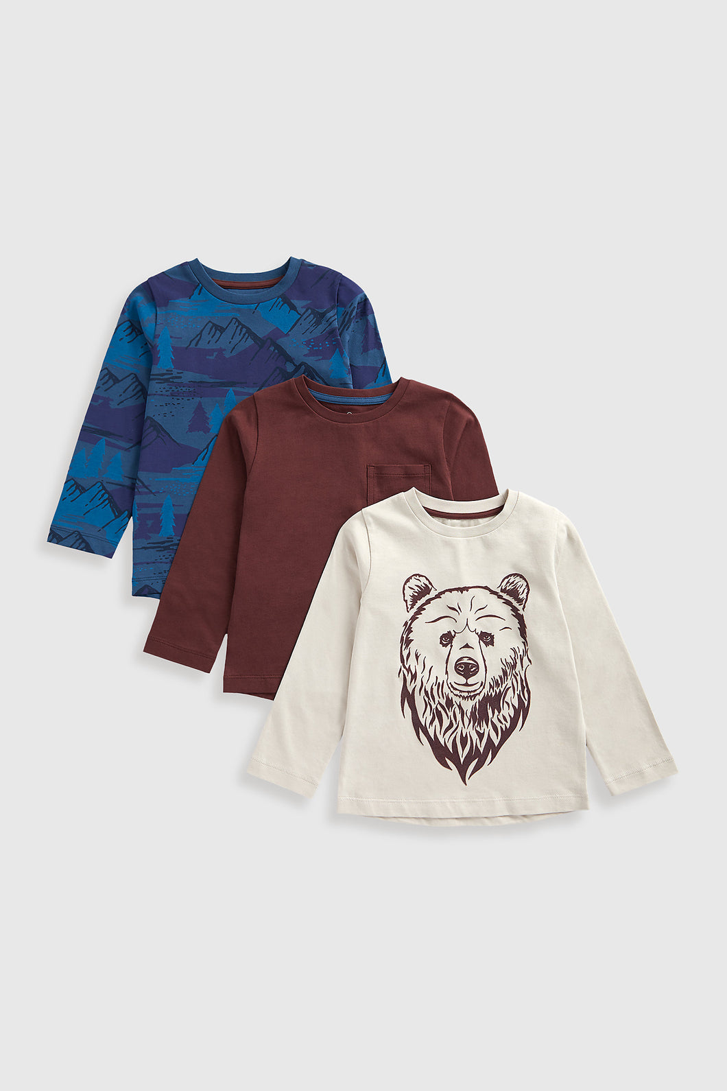 Mothercare Bear Long-Sleeved T-Shirts - 3 Pack