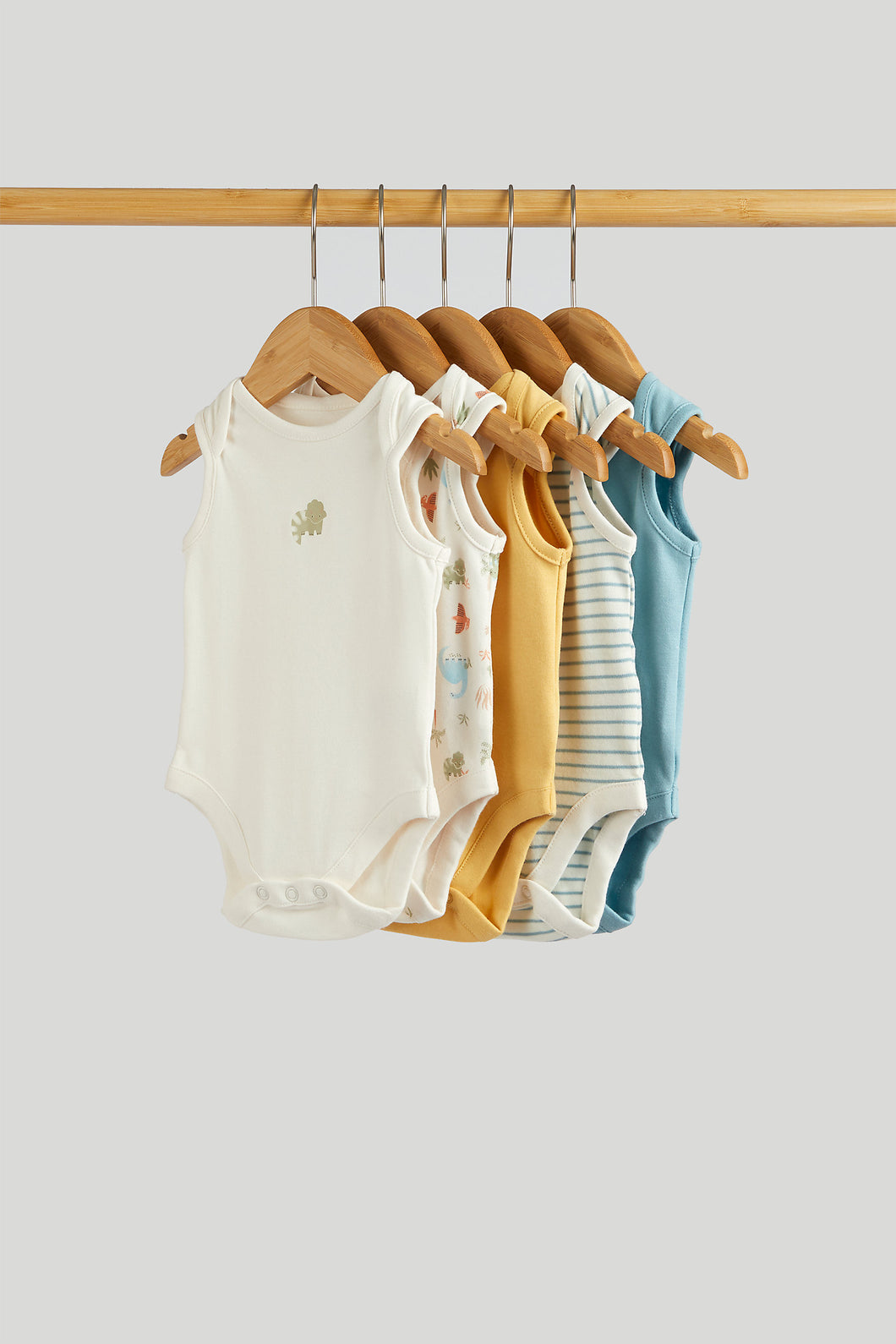 Mothercare Dinosaur Sleeveless Bodysuits - 5 Pack