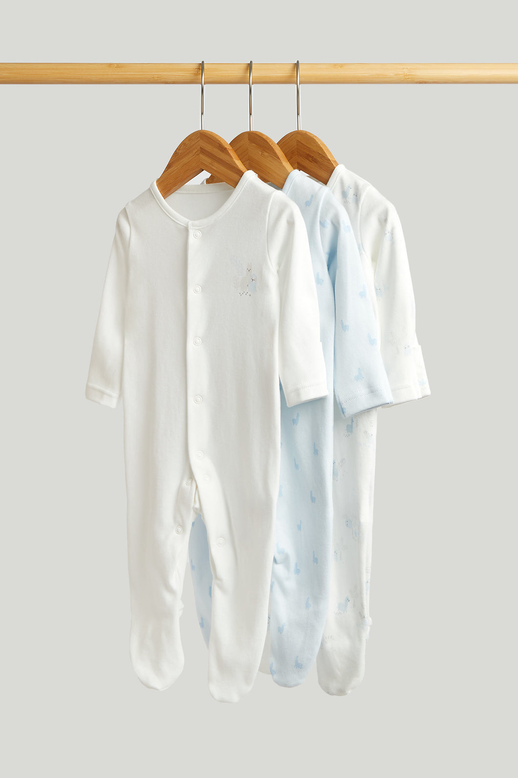 Mothercare Sloth Baby Sleepsuits - 3 Pack