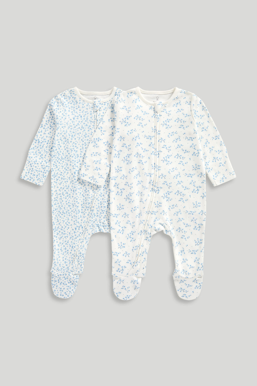 Mothercare Ditsy Zip-Up Sleepsuits - 2 Pack