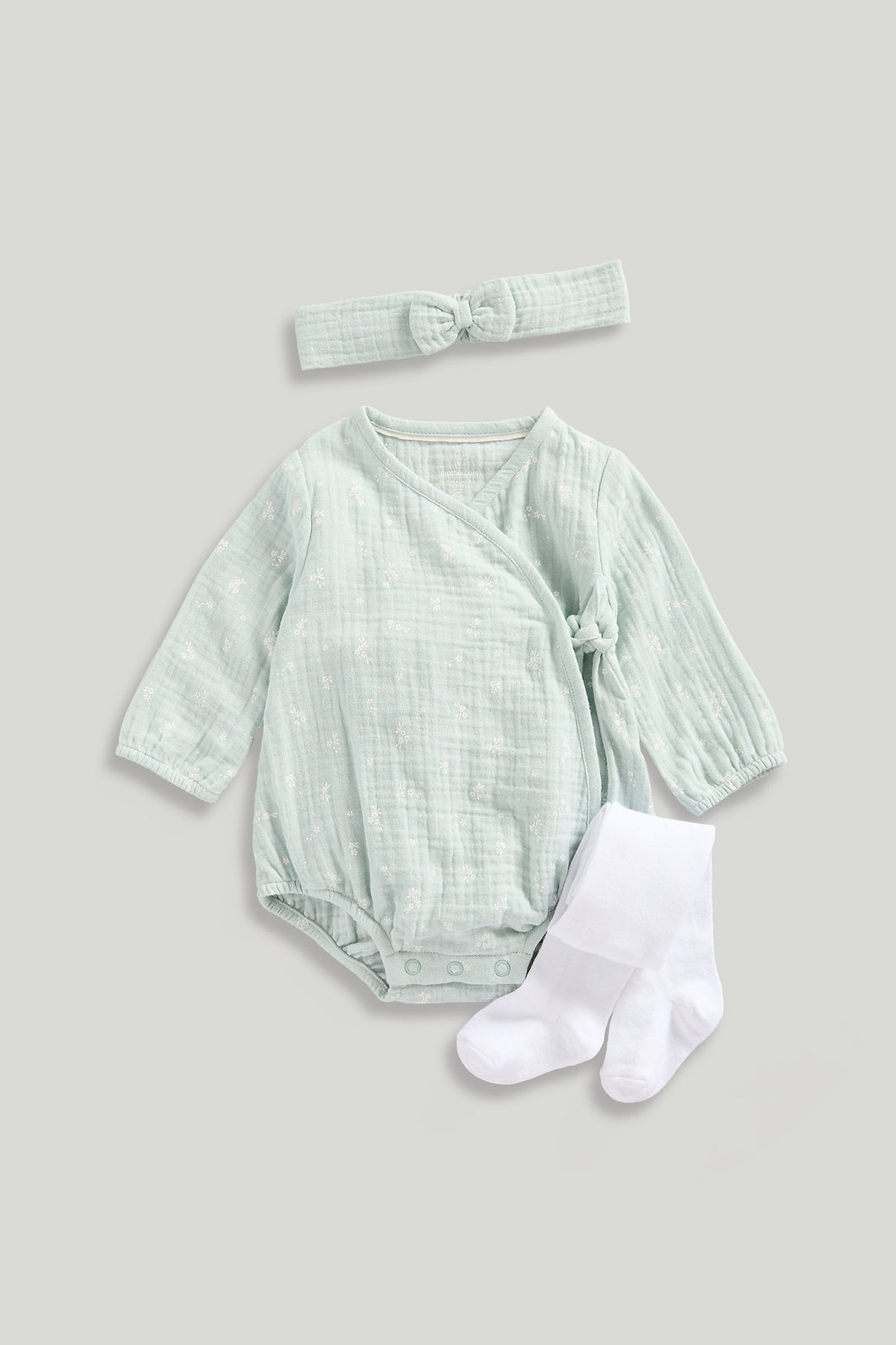 Mothercare Wrap Bodysuit, Headband and Tights Set