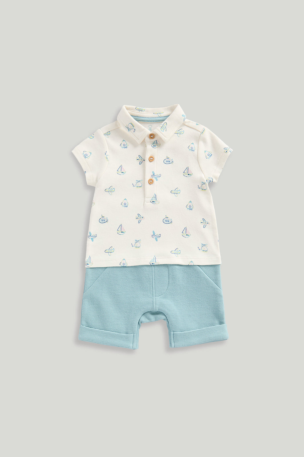 Mothercare Mock Shirt and Shorts Romper