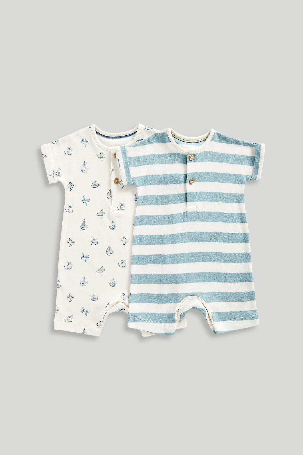 Mothercare Stripe and Printed Rompers - 2 Pack