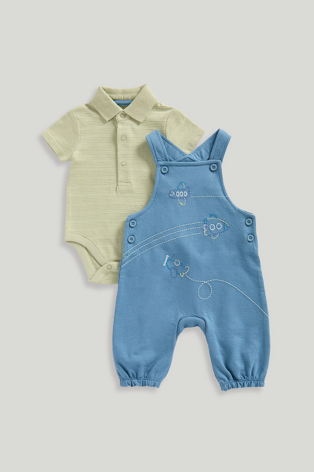 Mothercare Dungarees and Polo Bodysuit Set