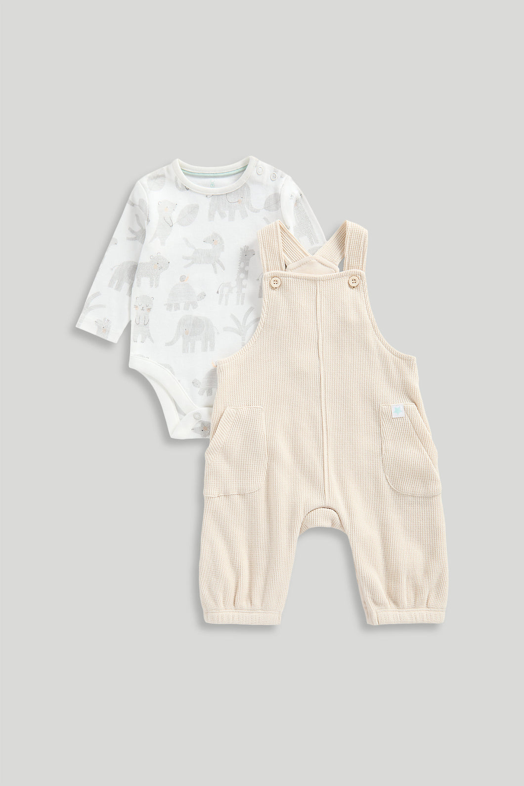 Mothercare My First Waffle Dungarees and Bodysuit Set