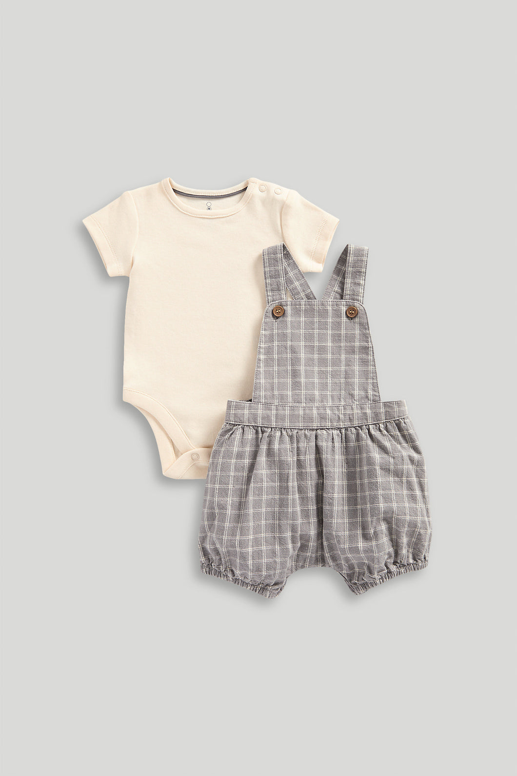 Mothercare Checked Bibshorts and Bodysuit Set